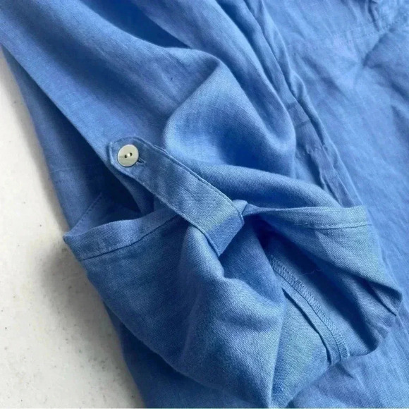 J. Jill Love Linen Roll Sleeves Pockets Lagenlook Beach Tunic Shirt Sz MP‎ - Picture 11 of 13